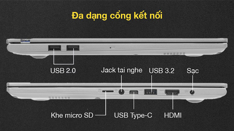 VivoBook được trang bị nhiều cổng kết nối